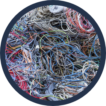 Mixed cable before retrieval